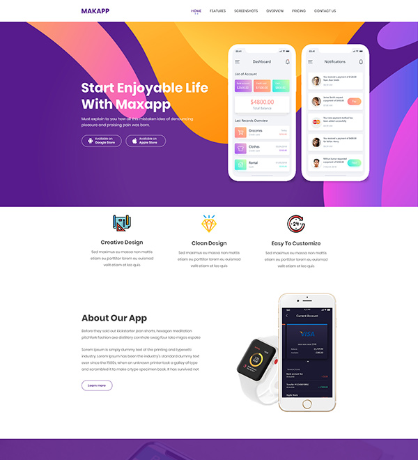 Maxapp - App Landing HTML5 Template